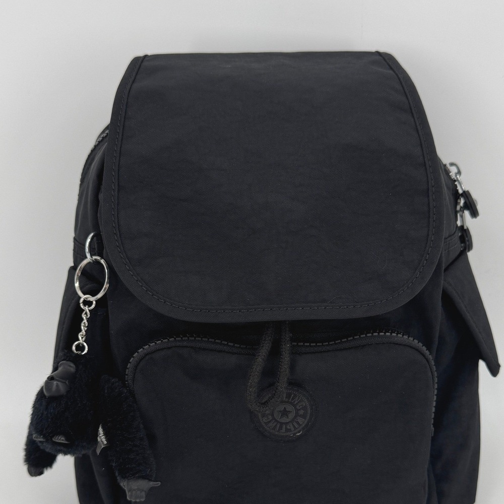 Kipling City Pack Small Backpack Black Nylon Monkey Keychain Travel School Bag - Picture 4 of 10